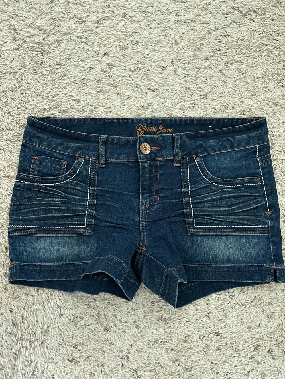 Guess Jeans Dark Wash Shorts Size 31 Waist Y2K Stretch Denim